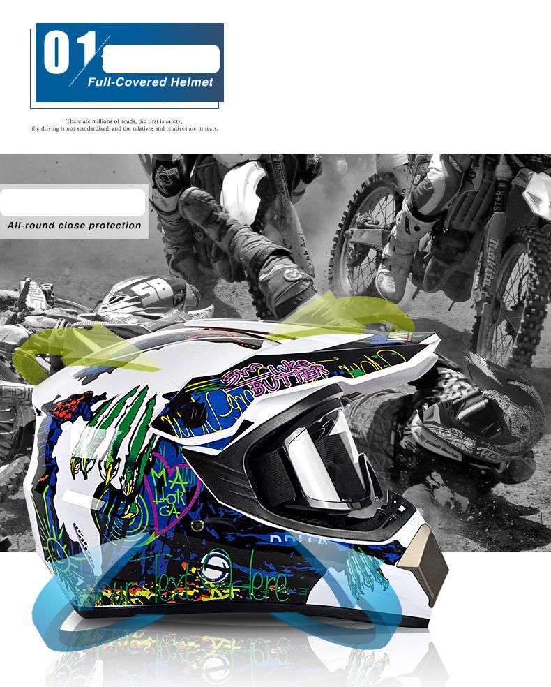 Go Kartoff-Road Helmetgreen Phantom [Send Three-Piece Set]Electric Motorcycle Helmet Mountain Downhill Race Full Helmet