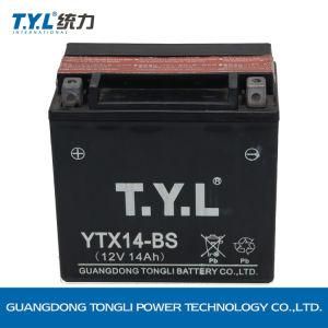 12V14ah Dry-Charged Maintenance Free Lead Acid Motorcycle Battery Ytx14-BS Factory Price