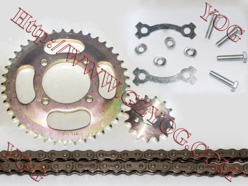 Yog Motorcycle Spare Parts Chain and Sprocket Transmission Set Dy100 Cg125 Bajajpulsar135