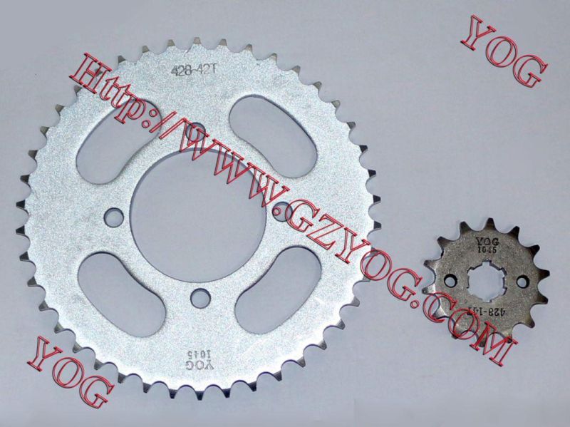 Yog Motorcycle Spare Parts Sprockets Kit 45 Steel for Kmf250/Zx150 Xr250 Bros