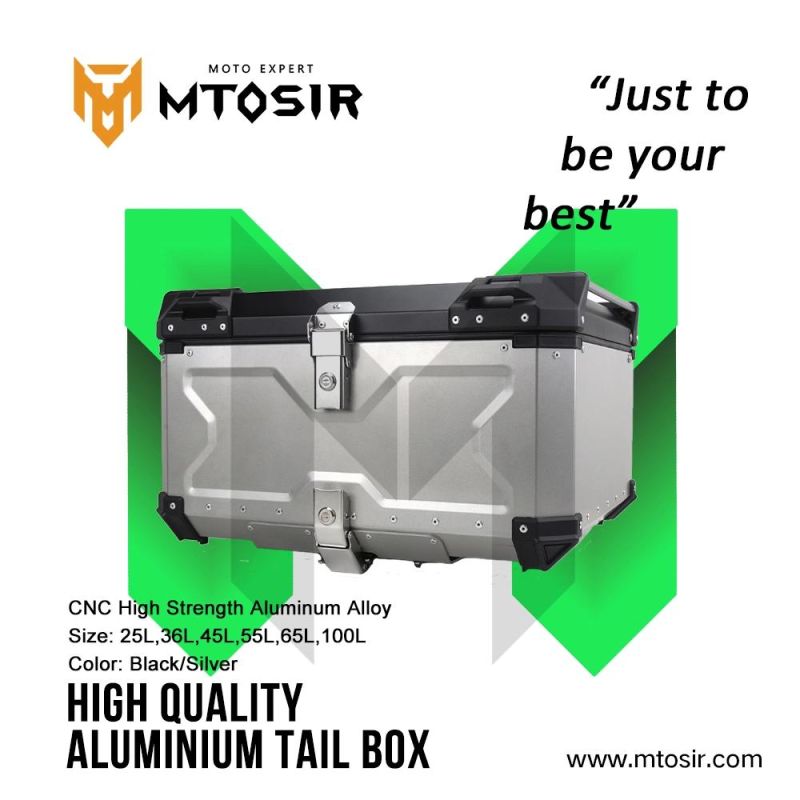 Mtosir High Quality Aluminium Alloy Tail Box Thicken Long Handle Universal Motorcycle Box 25L 36L 45L 55L 65L Black Silver Waterproof Rear Box Luggage Box