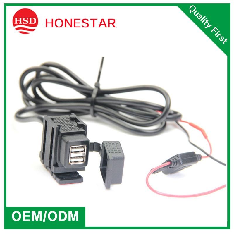 12V 24V Motor Charger Dual USB Output 3.1A Quick Charging Can Connection Cable