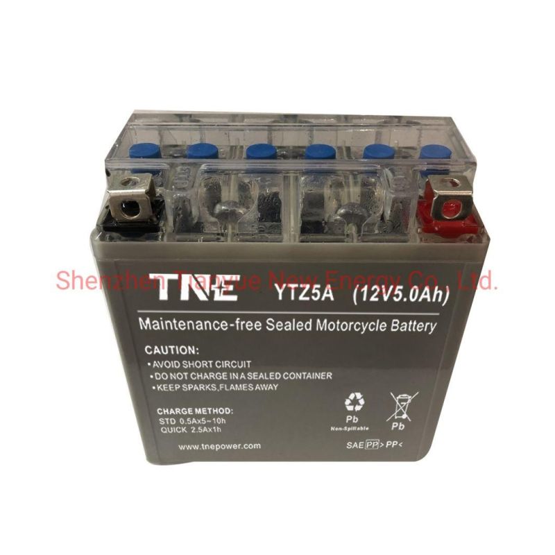 Factory Activated Mf 12V 5ah VRLA AGM Motorcycle Battery with Transparent Cover