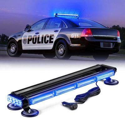 Blue COB LED Rooftop Strobe Flashing Light Bar Double Side 26&quot; High Visibility Emergency Hazard Warning Beacon Light