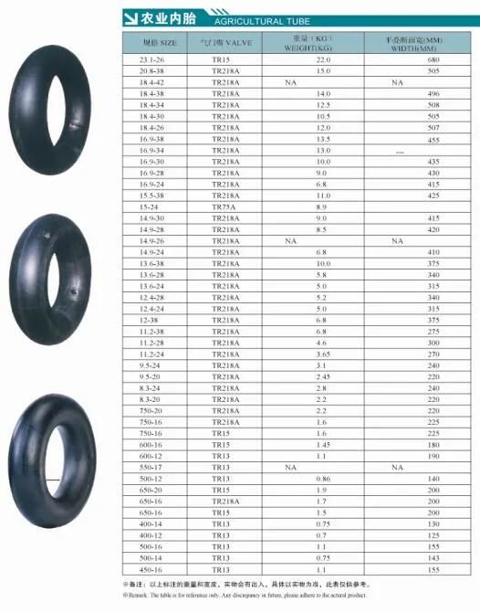 Supply Natural Rubber Tube for R-1 Agricultural Tyre