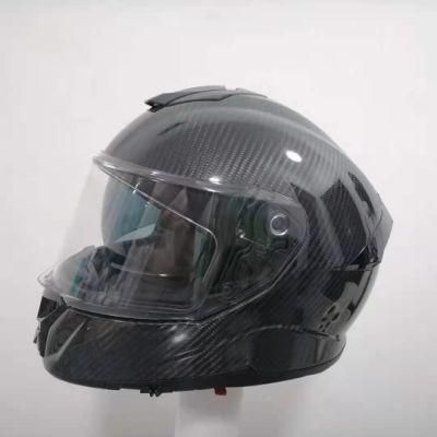 Bright Black Full Face Vintage Retro Helmet Motorcycle Carbon Fiber Custom Helmet