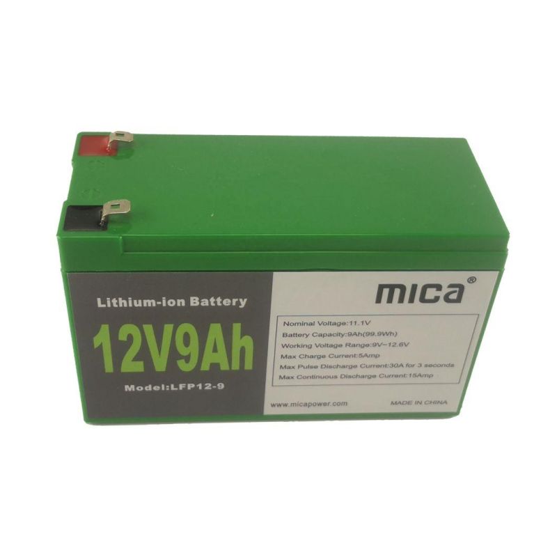 Deep Cycle Lithium Battery 12V 12.8V 15V 9ah LiFePO4 Lithium Battery for E-Bike Camping Car Boat Street Light PV RV UPS