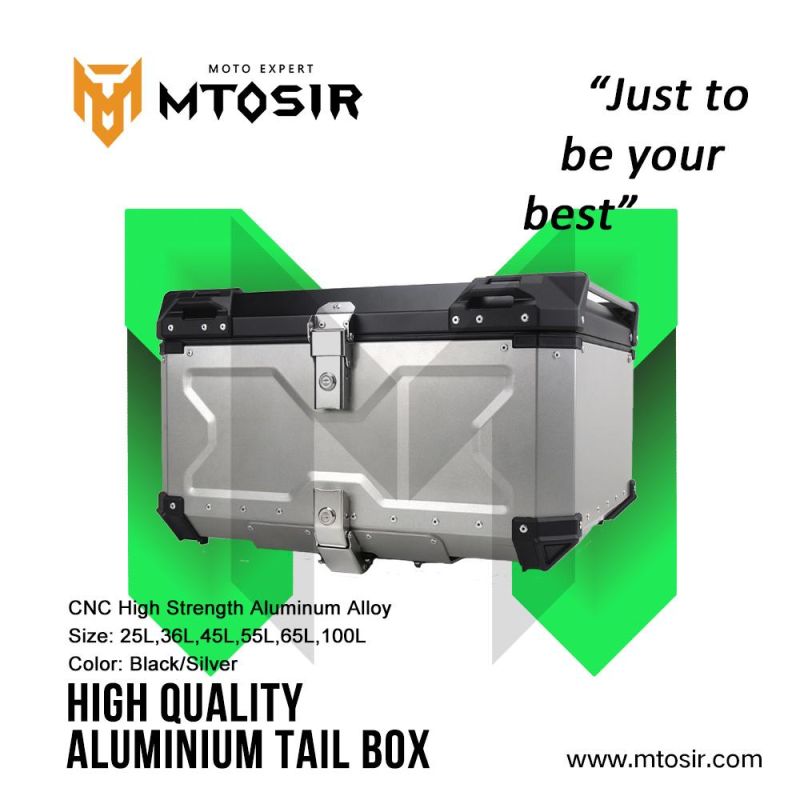 Mtosir High Quality Aluminium Tail Box Long Handle Universal Aluminium Alloy Motorcycle Box 25L 36L 45L 55L 65L Black Silver Waterproof Rear Box Luggage Box