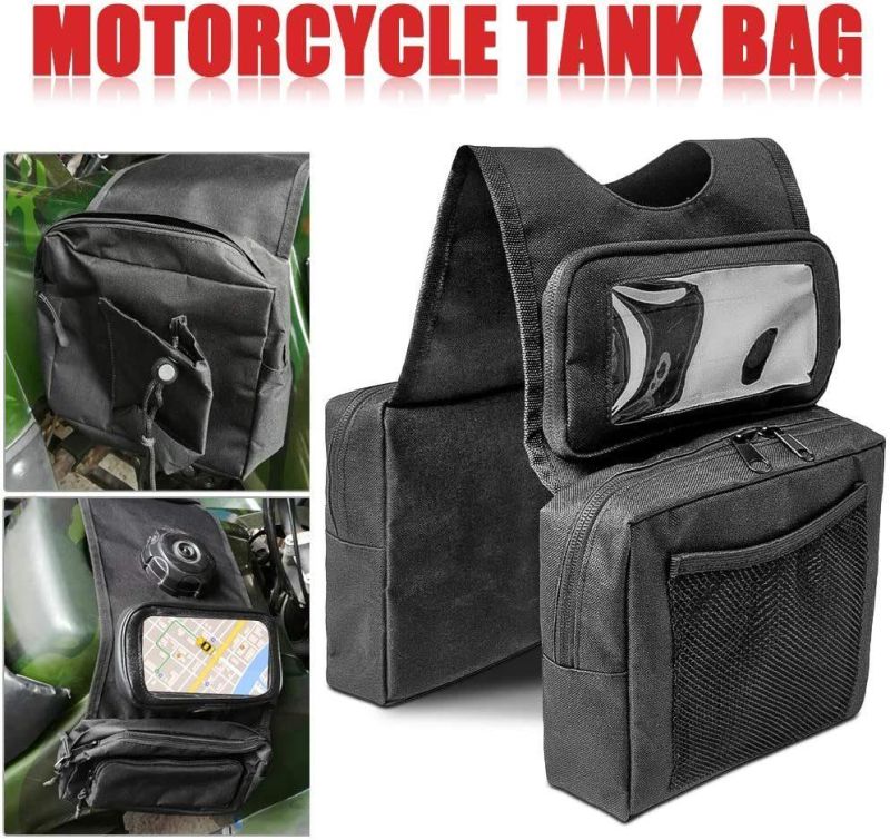 Motorcycle Saddle Bag Waterproof 600d Oxford Cloth ATV Saddle Bag W/ Insulated Cup Holder & Phone Pocket Tank Storage Bag Esg13184