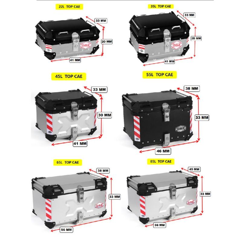 New Sales 37L Motor Aluminum Alloy Storage Luggage Cases Side Pannier Box Motorcycle Side Case Waterproof Motorcycle Side Box