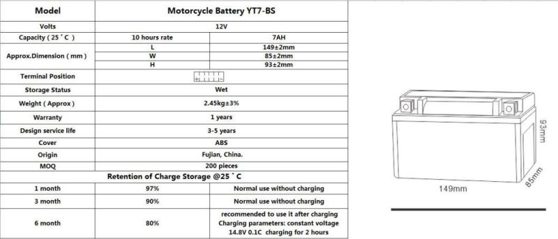 High Quality Battery 12V 7AH Sealed Maintenance Free Motorcycle Battery for Common Motorcycle