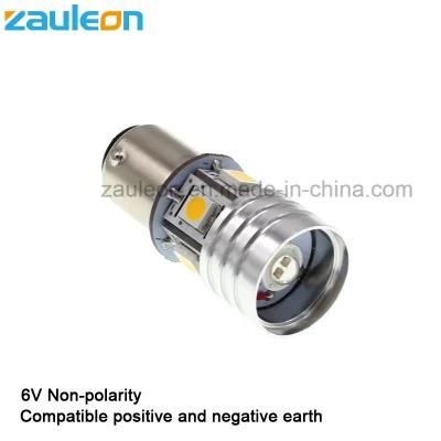 Non-Polarity 6V 1157 LED Red and White Bulb for All Motorcycle Combined Stop/Tail and License Plate Light