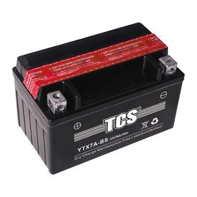 12 Volt 7amp YTX7A-BS Maintenance Free With Acid Motorcycle Battery