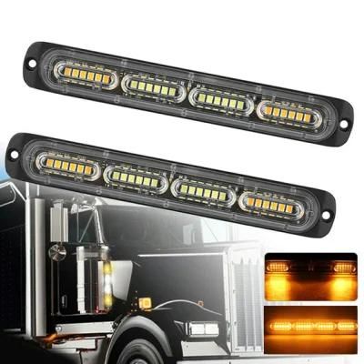 LED Strobe Emergency Flashing Light, 2X Dibms Surface Mount Amber White Amber LED Beacon Hazard Warning Light Flashing Strobe Light Bar