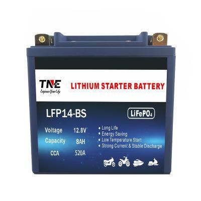 Rechargeable 12V 8ah 520A CCA LiFePO4 Lithium Ion Motorcycle/Scooter Battery Pack with BMS