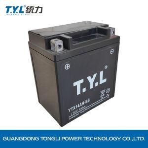 Ytx14-BS/12V14ah Black Lead-Acid Motorcycle High Performance Long Cycle Life Battery OEM