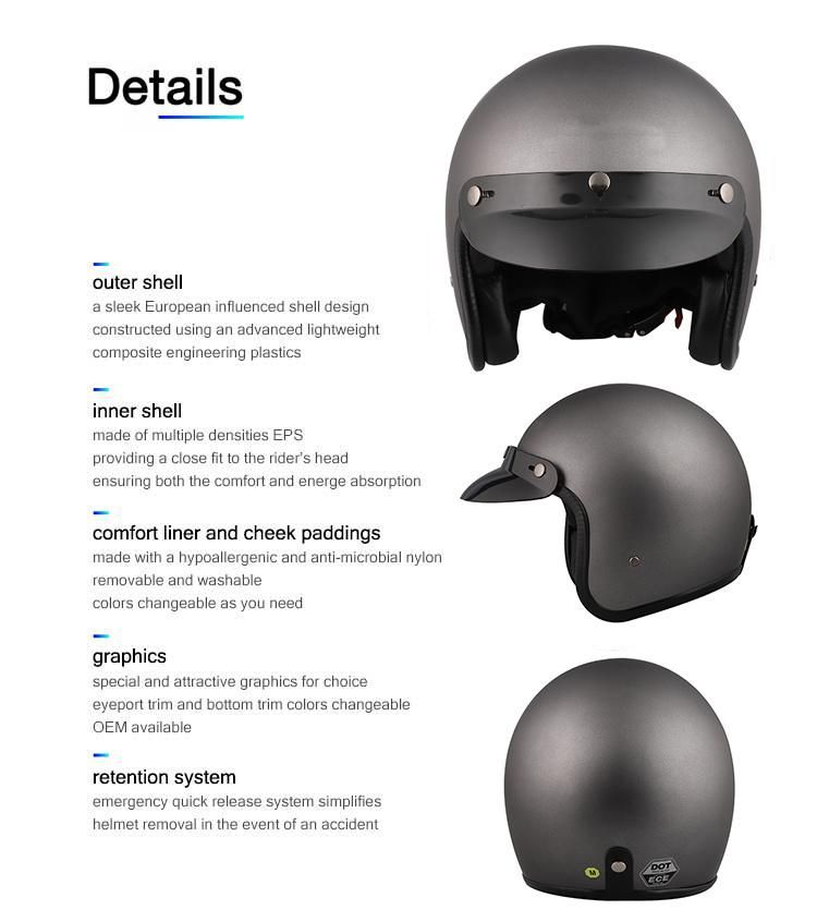 Open Face Summer Helmet Half Face Helmets DOT/ECE Approved