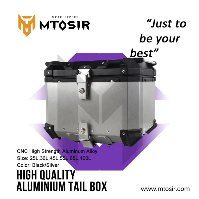 Mtosir Aluminium Tail Box High Quality Universal Aluminium Alloy Motorcycle Box 25L 36L 45L 55L 65L 100L Silver Black Waterproof Luggage Box Rear Box