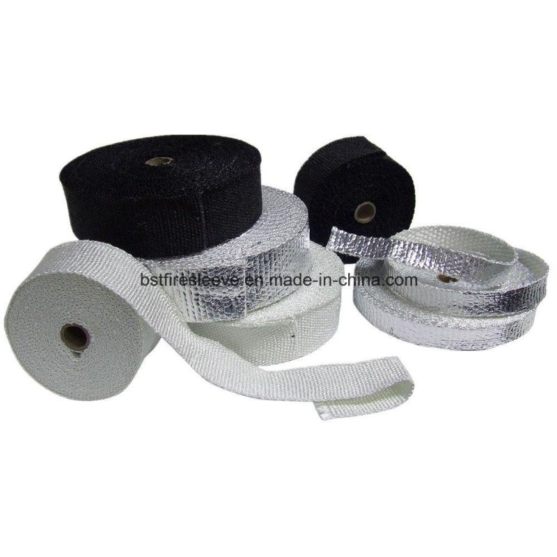 China Factory Muffler Hose Insualting Heat Proof Protection Black Tan White Color Heat Tape Glass Fiber Exhaust Pipe Wrap Kit