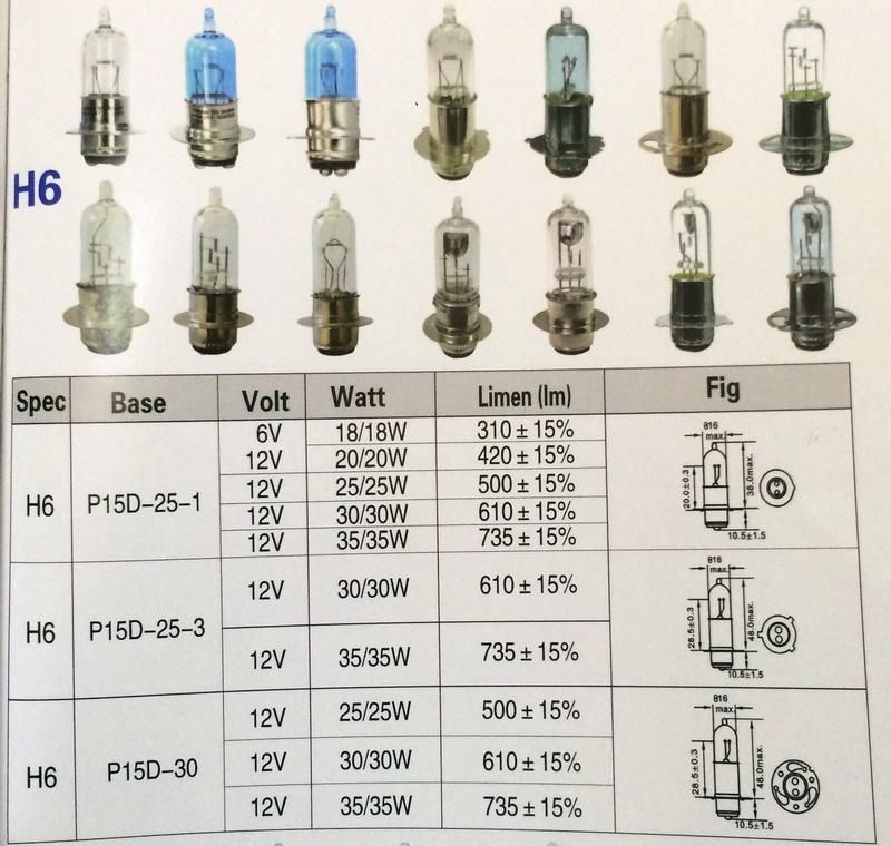 Motorcycle Accessiories Head Light Bulb H6