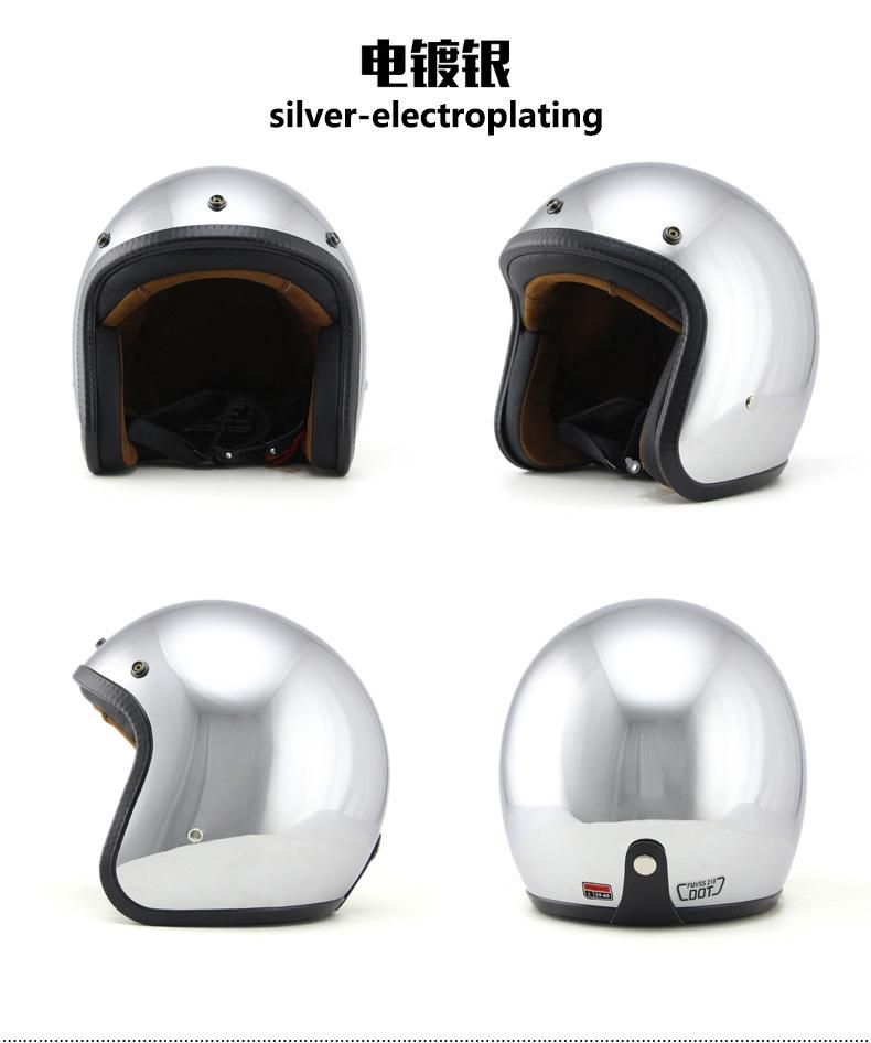 Open Face Helmet with Silver Print