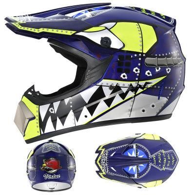 Go Kartoff-Road Helmetblue Shark [Send Three-Piece Set]Electric Motorcycle Helmet Mountain Downhill Race Full Helmet