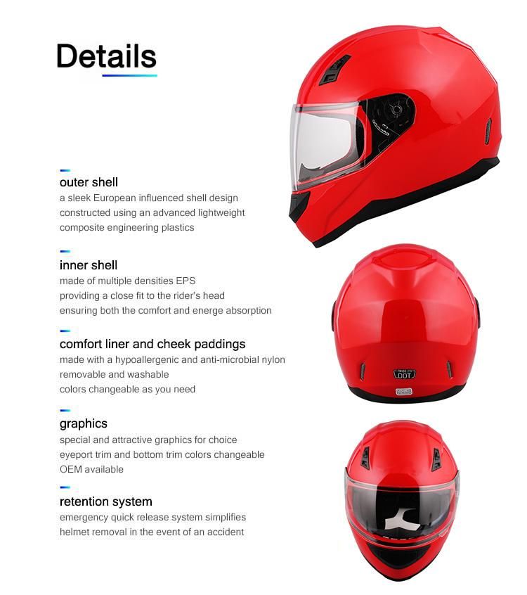 Men′s Motorcycle Helmet Ladies All-Helmets Street Sports DOT/ECE Safety Helmets