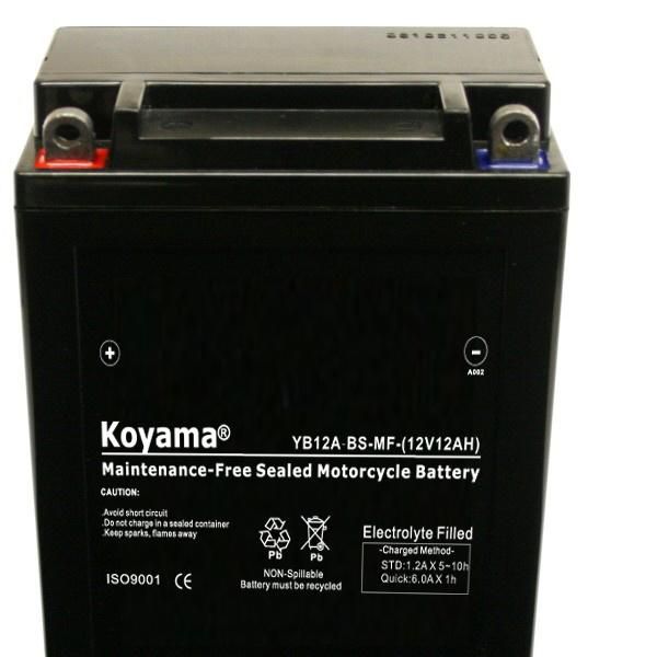 12V12ah Motorcycle Mf Battery Yb12A-BS Maintenance Free AGM Motorcycle Battery