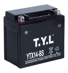 Ytx14-BS/12V14ah Black Lead-Acid Motorcycle High Performance Long Cycle Life Battery