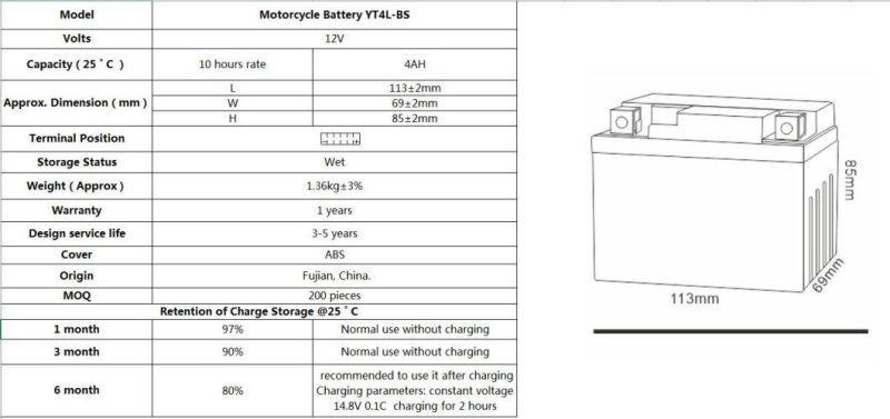 High Quality Battery for 12V TCS Sealed Maintenance Motorcycle Battery