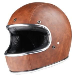 Full Leather DOT Approved Fiberglass/ABS Full Face Motorcycle Helmet Washable-Liner