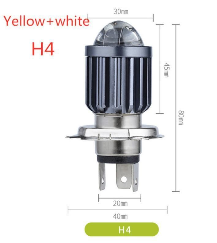 10000lm H4 Ba20d Motorcycle Headlight LED Bulb Csp Lens White Yellow Fog Light Hi Lo Lamp ATV