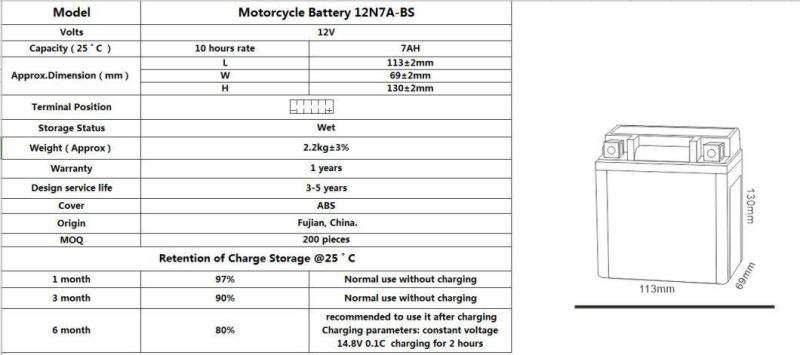 12V 7AH TCS Sealed Maintenance Free GEL Motorcycle Battery for Common Motorcycle