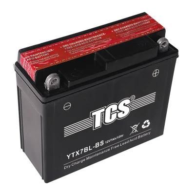 12 Volt 7amp YTX7BL-BS Maintenance Free Battery With Acid Bottle Motorcycle Battery