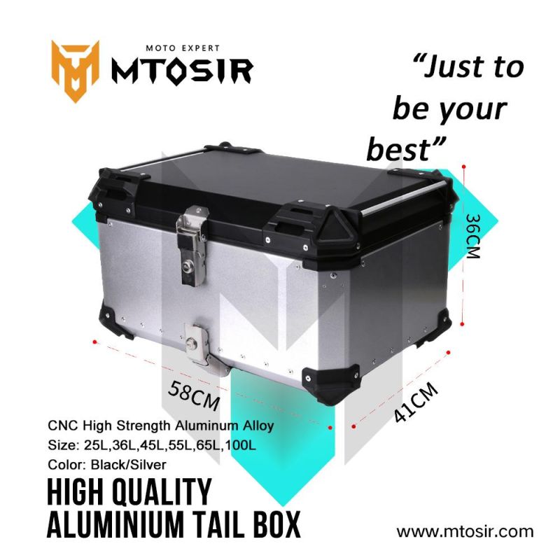 Mtosir High Quality Aluminium Tail Box Universal Aluminium Alloy Waterproof Motorcycle Box 25L 36L 45L 55L 65L 100L Black Silver Rear Box Luggage Box