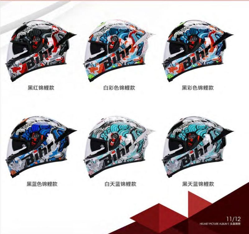 ECE Motorcycle Helmet Blue Red Koi-Titanium Red Double Lens Us DOT/EU ECE Certified Full Face Motorcycle ABS High Density off-Road Racing Motorcycle Helmet