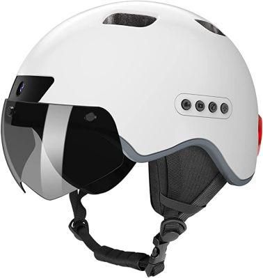 Adult Bike Helmet Bluetooth Smart Helmet with Driving Recorder and LED Taillight Function for Urban Commuter Detachable Visor Helmet