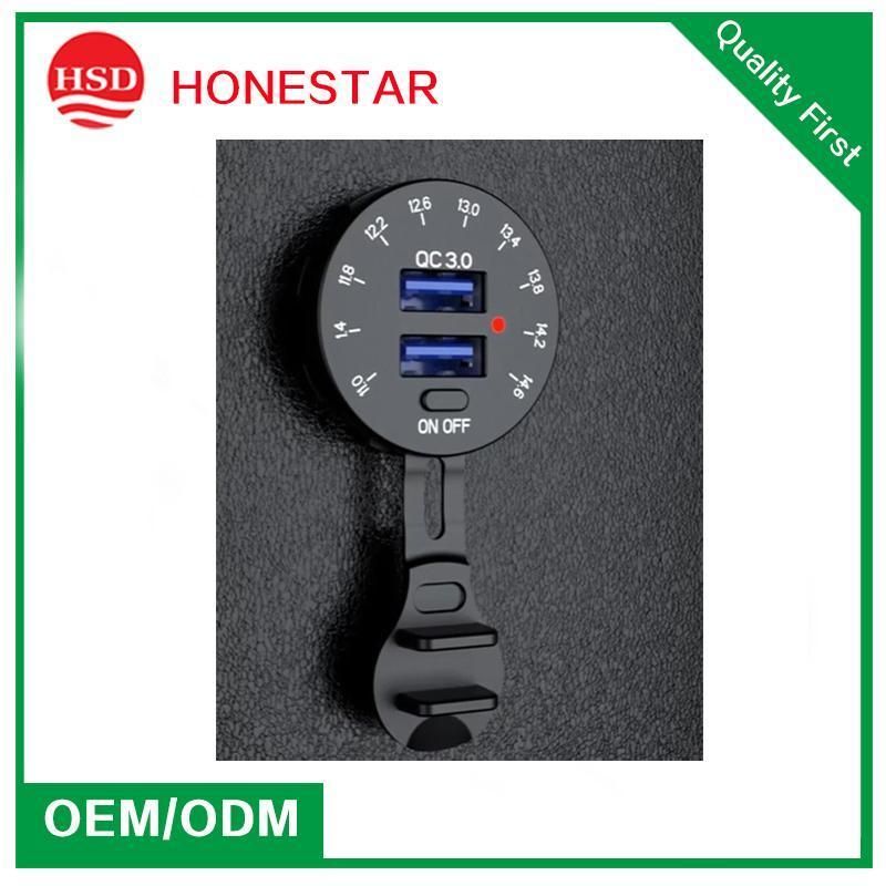 Colorful LED Digital Voltmeter Voltage QC 3.0 Dual USB Charger for Car Boat Marine Bus or Truck