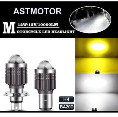 10000lm H4 Ba20d Motorcycle Headlight LED Bulb Csp Lens White Yellow Fog Light Hi Lo Lamp ATV