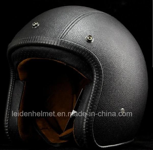 2017 Newest Half- Face Motorcycle Helmet with Leather Shell, High Quality Cheap Price, DOT Approved