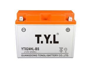 12V24ah Lead-Acid Maintenance-Free High-Performance Motorcycle Battery White Box and Orange Lid