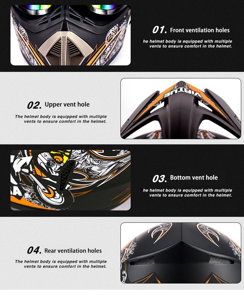 Kartoff-Road Helmetwhite P Flower [Send Three-Piece Set]Electric Motorcycle Helmet Mountain Downhill Race Full Helmet