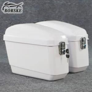 White Scooter Motorbike Motorcycle Side Box Saddle Bags for Motorcycle Parts