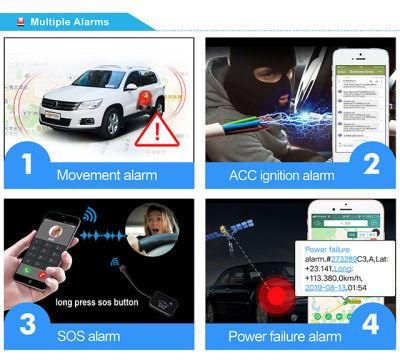 Car GPS Tracking Support Siren Sos Panic Engine on Alarm Door Open Alarm Vibration Alarm APP Tracker (GT08S-DI)