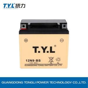 12V9ah Maitenance Free Wet Charged Motorcycle Battery with Factory Price 12n9-BS Cream Color