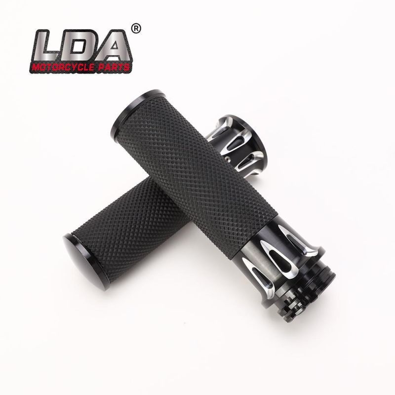 Motorcycle 1 Inch Handlebar Grips Black CNC Throttle Grip 25mm Universal Hand Grip