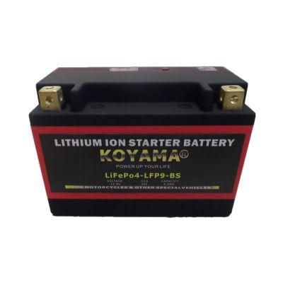 LiFePO4 Power Lithium Motorcycle Battery LFP9-BS/Ytx9-BS