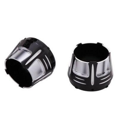 Black Anodized Billet Aluminum Motorcycle Edge Cut Diffuser Muffler Pair Tips