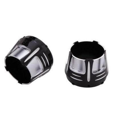 Black Anodized Billet Aluminum Motorcycle Edge Cut Diffuser Muffler Pair Tips