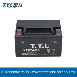 Ytx7a-BS 12V7ah Black Lead-Acid Motorcycle Parts High Performance Long Cycle-Life Battery for Honda Kawasaki